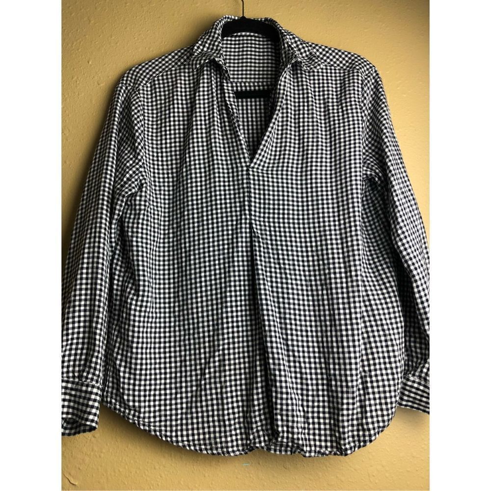 MNG Casual Mango black and white check top size 4